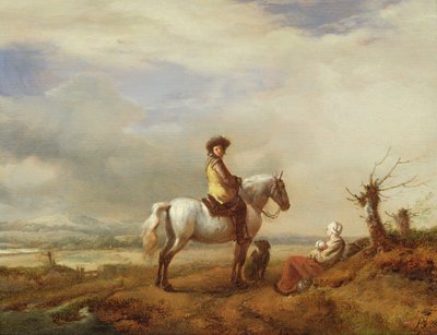 Hombre a caballo con una mujer y un niño de Philips Wouwerman